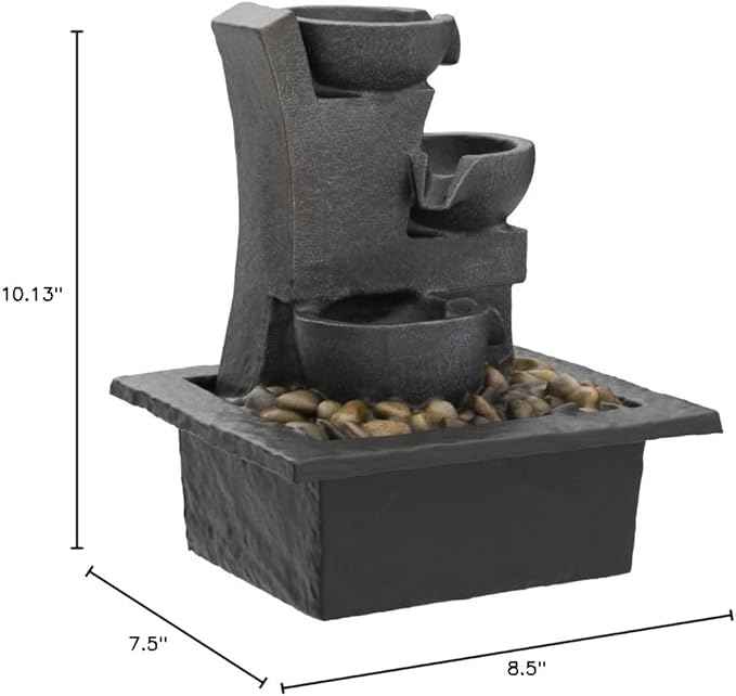 Danner Manufacturing, Inc., Aura Meditation Fountain with 3 Tiered LED Waterfall, Pack of 1, 03801