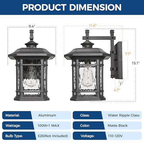 Large Outdoor Light Fixtures Wall Mount Black Exterior Porch Light