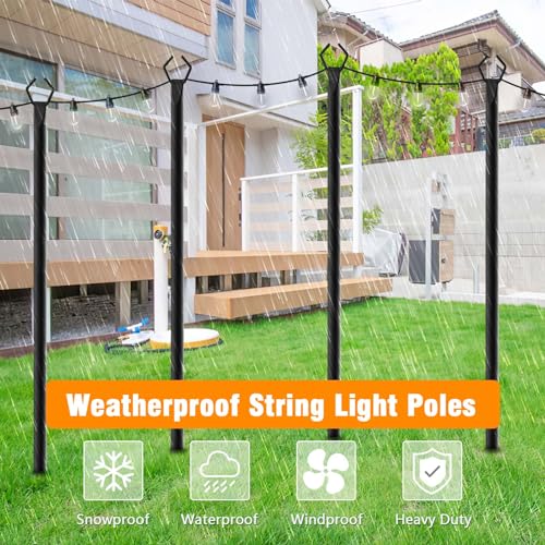 4 Pack String Light Poles (10 Foot)