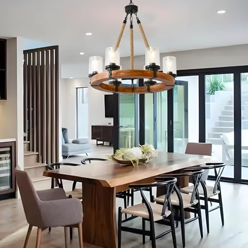 26" Wood Wagon Wheel Chandelier (6 Count)