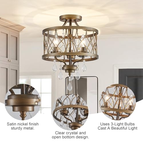 Farmhouse Crystal Ceiling Light Fixture (3 Count)