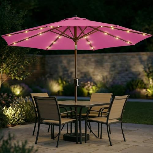 10FT Solar Patio Umbrella with Lights