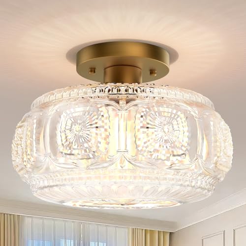 12 Inch Globe Glass Semi Flush Mount Ceiling Light Fixture