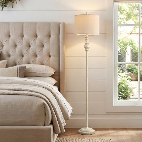 64.25" Farmhouse Floor Lamp with Remote (Warm White & Gold)