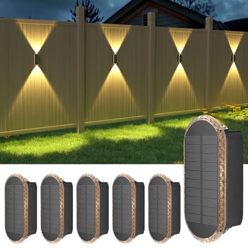 Solar Fence Lights Outdoor (6 Count)