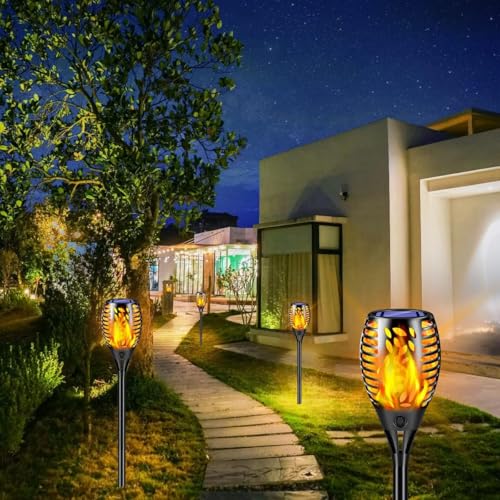 6 Pack Solar Lights Outdoor Flickering Flame Solar Torch Lights (6 Count)