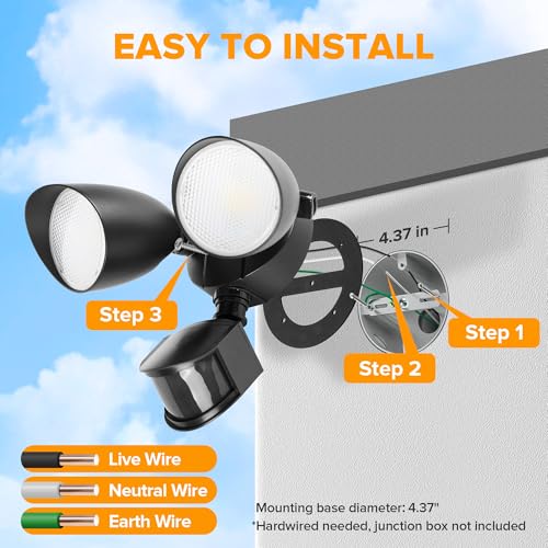 32W 3500 Lumen LED Security Lights Motion Sensor Light Outdoor