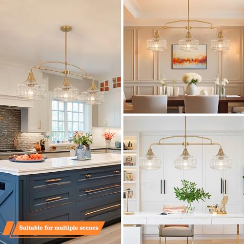 Adjustable 3 Light Kitchen Island Lighting Gold Island Light over Island