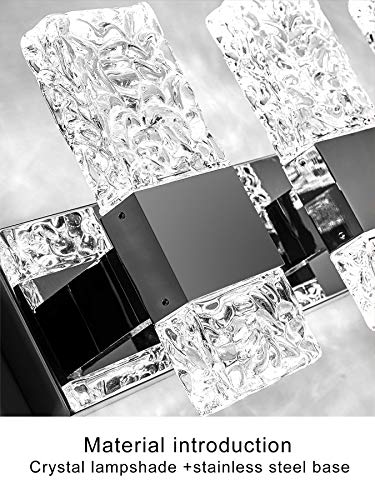 Modern LED Bathroom Vanity Light Fixtures Chrome Stainless Steel 3 Light Wall Sconces for Bathroom Lighting Fuxture Over Mirror 21.5Inch 30w LED Crystal Wall Light Cool White 5800k