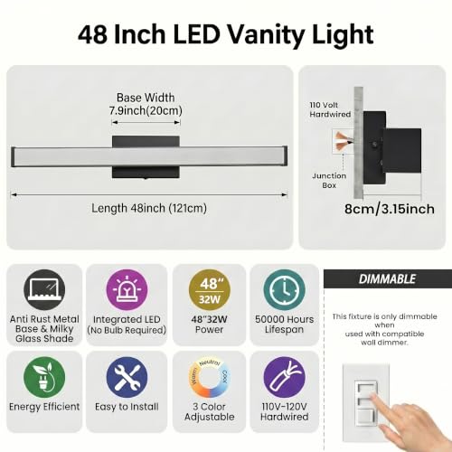 48" Modern LED Bathroom Light Fixtures (48 Count)