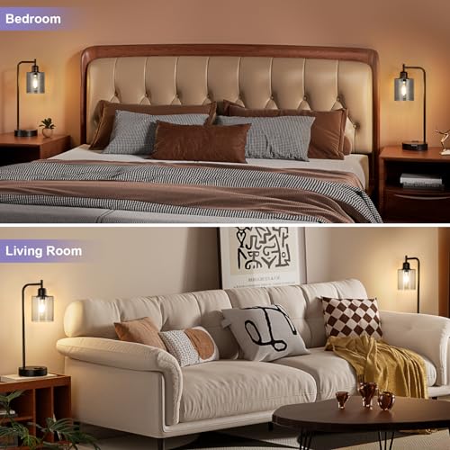 Industrial Touch Bedroom Lamps for Bedrooms Set of 2 (2 count)