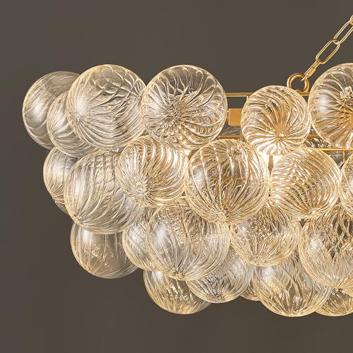 63 Inch Moden Gold Chandelier with 14 Bubble Lights