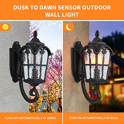 17.71" Dusk to Dawn Sensor Black Outdoor Wall Light Fixture