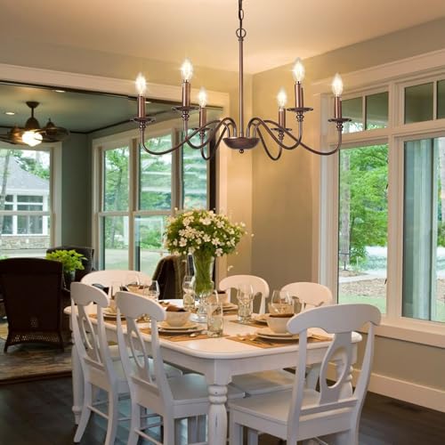 Farmhouse Chandelier for Dining Room (6 Count)