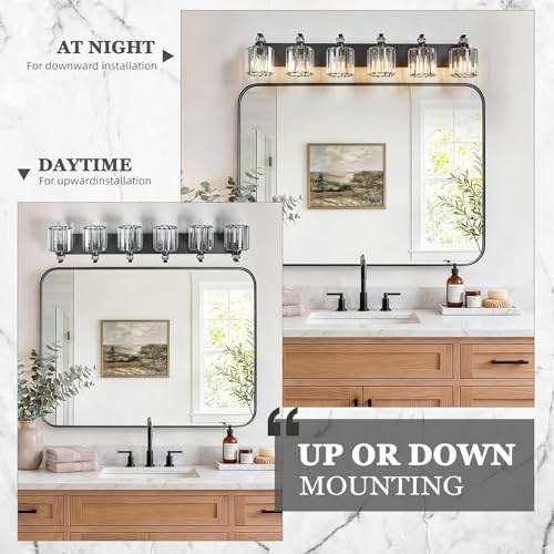 6 Light Black Bathroom Light Fixture Modern Vanity Lights Over Mirror Vintage Wall Sconce Lighting for Bathroom
