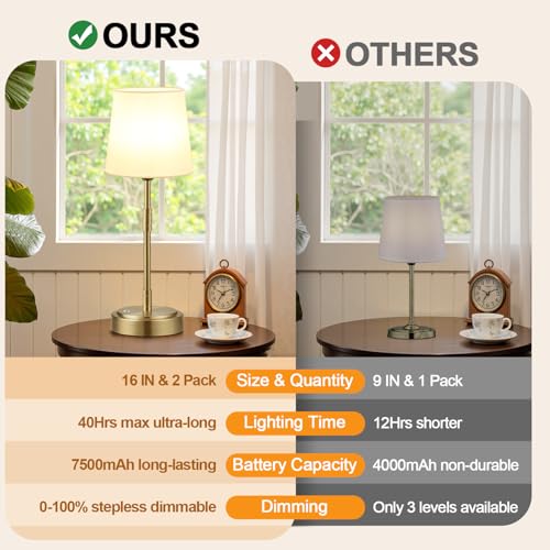 Cordless Table Lamps Set of 2