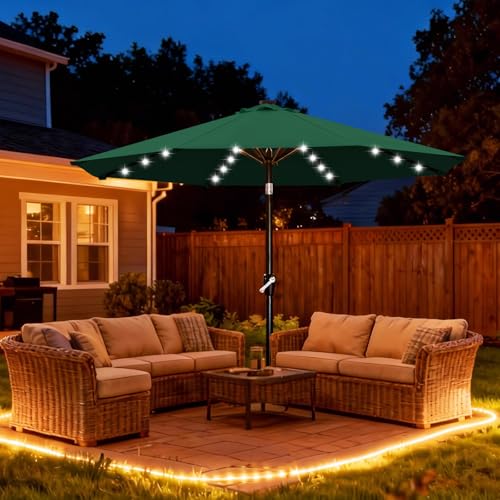 Solar Led Patio Umbrella with 32 Lights 11FT