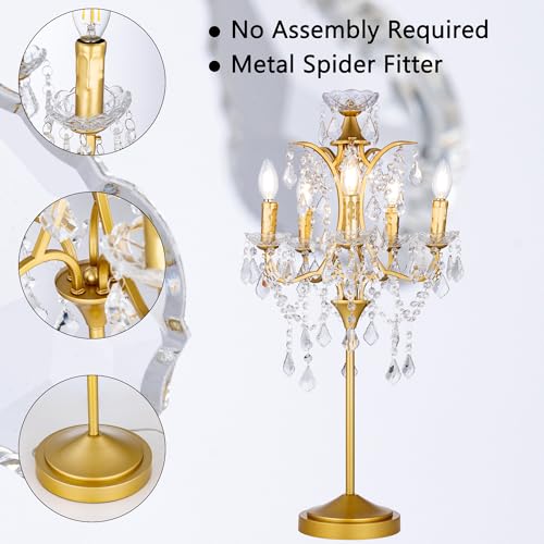 5 Light Farmhouse Traditional Crystal Table Lamp