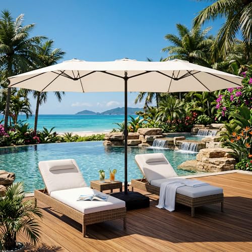 15FT Large Double Sided Patio Umbrella with Base Included