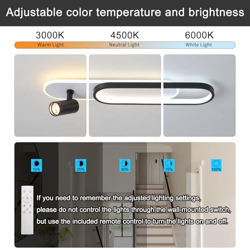Modern LED Ceiling Light 34.1" Linear Black Linear Ceiling Lights
