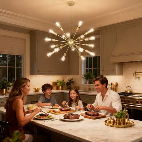 18 Light Gold Sputnik Farmhouse Chandeliers for Dining Room Light Fixture