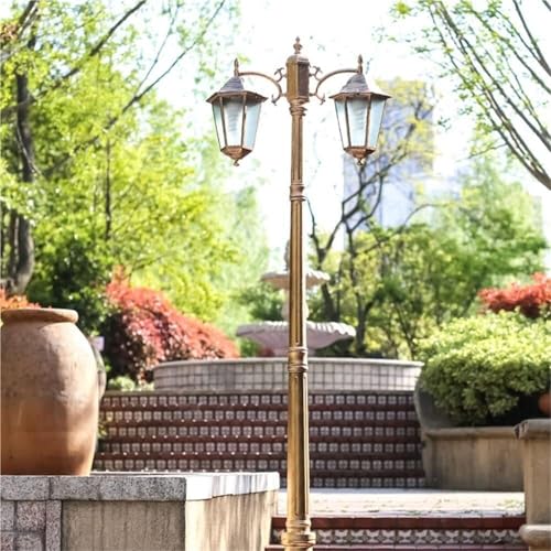2 Light Outdoor Post Lights Glass Path Pillar Lamp Retro Courtyard Lamp Post Light for Backyard Garden Patio Driveway