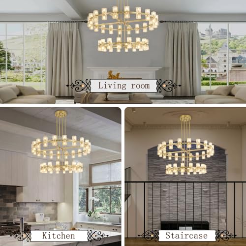 2 Tier Gold Wagon Wheel Chandelier