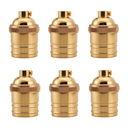 6 Pack Screw Thread Keyless Brass Light Socket (6 Count)