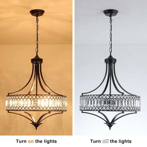 20" Black Crystal Chandeliers for Dining Room
