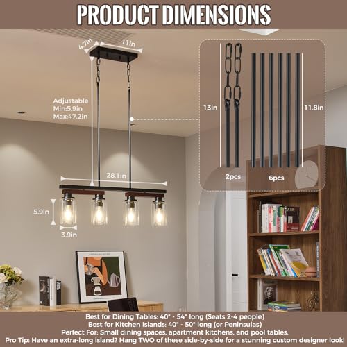 4 Light Black Linear Chandelier (4 Count)