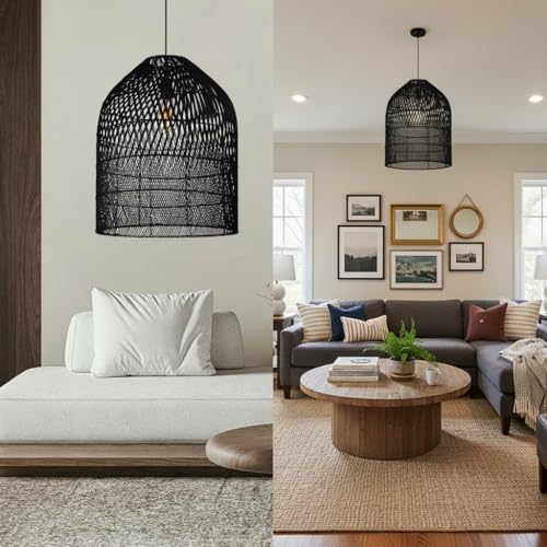 1 Light Wicker Bell Pendant Lamp