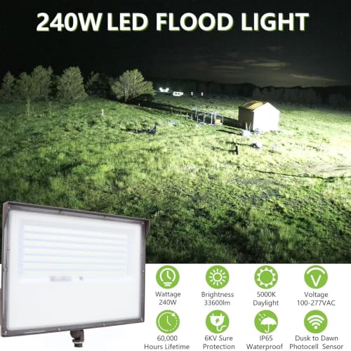 240W Outdoor LED Flood Light Dusk to Dawn with Knuckle