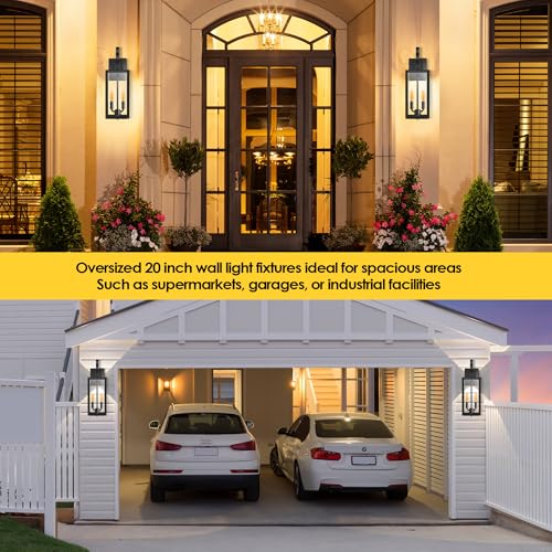 19'' Large Black Outdoor Wall Light Fixtures with Closed Bottom (2 Count)