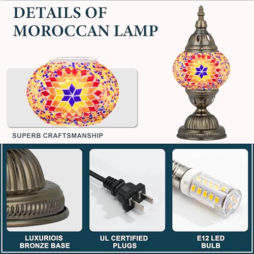 Turkish Mosaic Lamp Stained Glass Table Lamp with Tiffany Style