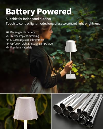2 Pack Cordless White Table Lamps (2 Count)
