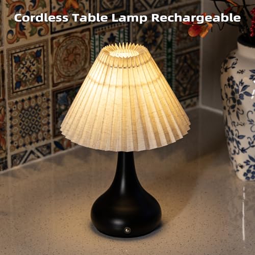 Pleated Cordless Table Lamp