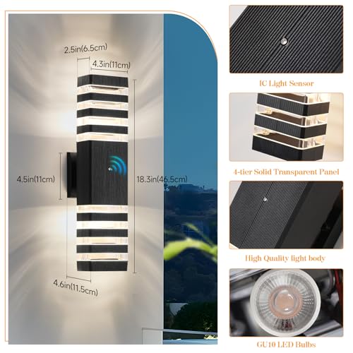 Dusk to Dawn Modern LED Outdoor Wall Light (6 Count)