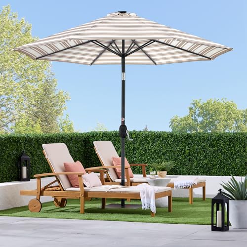 10ft Solar Polyester LED Lighted Patio Umbrella w
