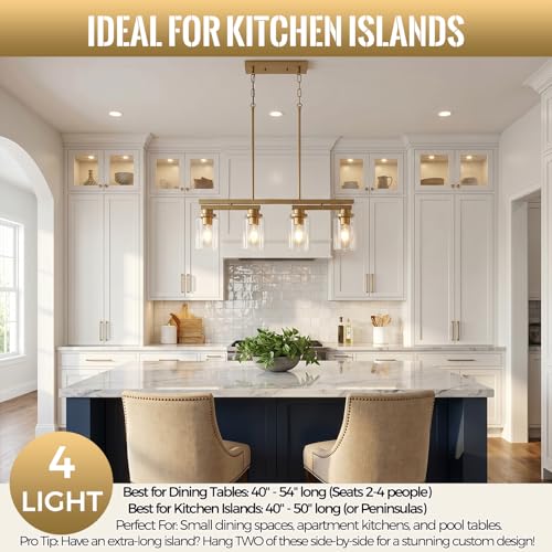 4 Light Brushed Gold Linear Chandelier