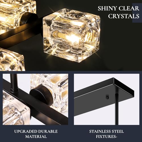 Modern 10 Light Chandelier Light Fixture with Crystal Cube Shade (10 Count)