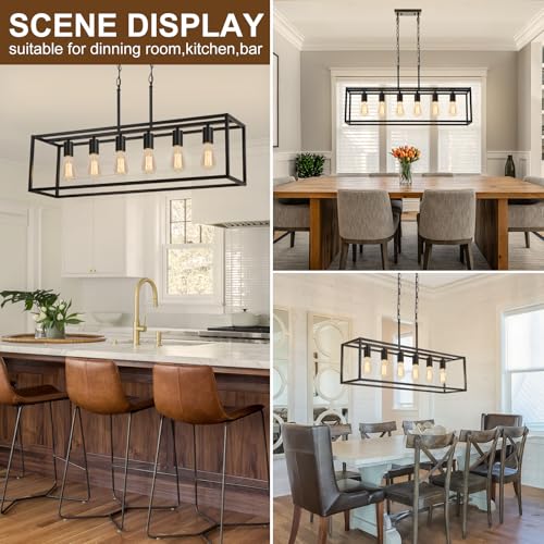 6 Light Black Chandeliers for Dining Room