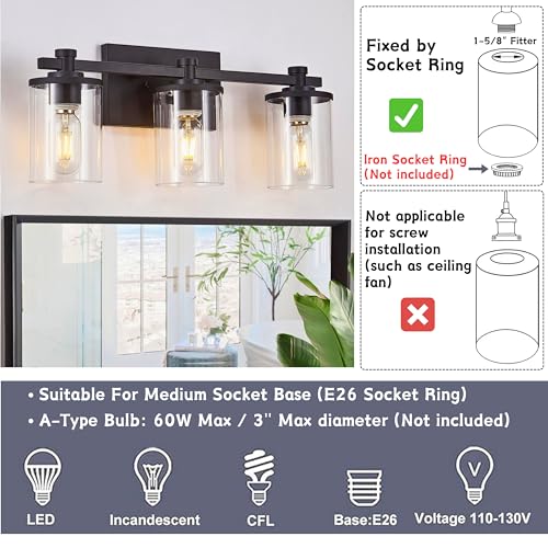 3Pcs Clear Glass Lamp Shade