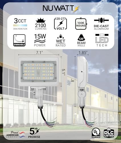 15W White Outdoor LED Flood Light
