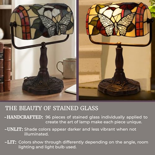 Tiffany Style Bankers Desk Lamp with Stained Glass Shade