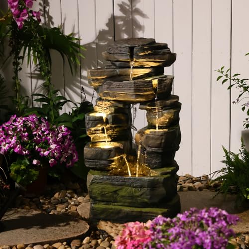 Arch Garden Fountain with LED Lights