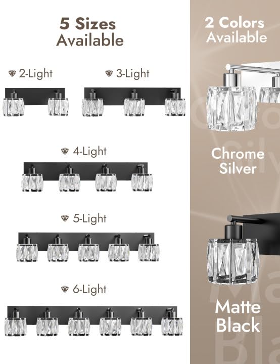 Crystal Vanity Lights for Bathrooms (2 Count)