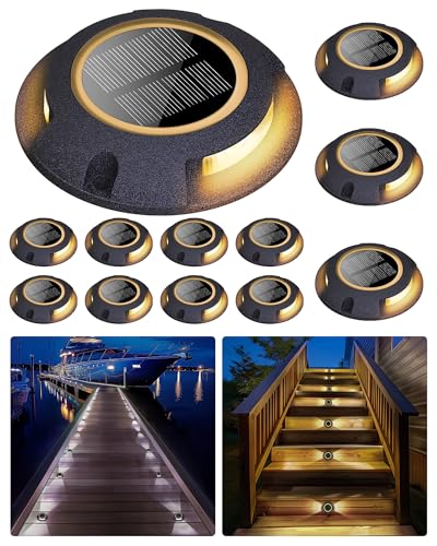 Solar Deck Dock Walkway Decorative Lights Outdoor Waterproof 12 Pack (12 Count)