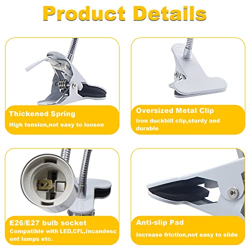 Clip Lamp Holder Adjustable Light Bulb Stand Clamp Lights Flexible Clamp Lamp E26
