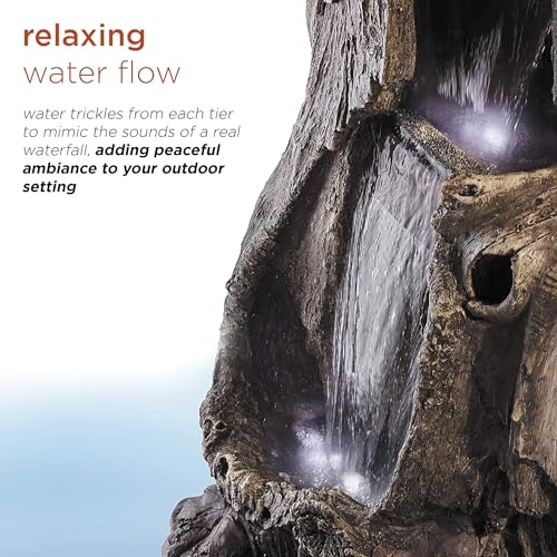 WIN258 Outdoor Rainforest Waterfall Tree Trunk Floor Fountain with LED Lights