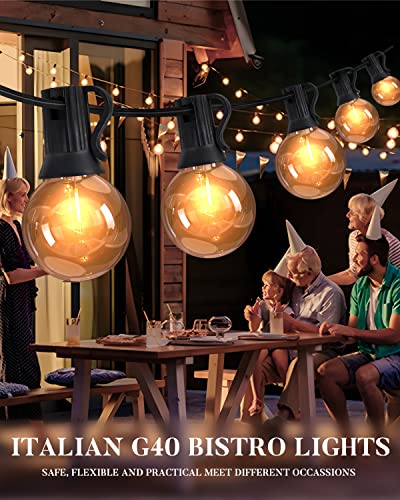 LED Outdoor String Lights 50FT Patio Lights with 16 Shatterproof G40 Vintage Edison Bulbs (50 Count)